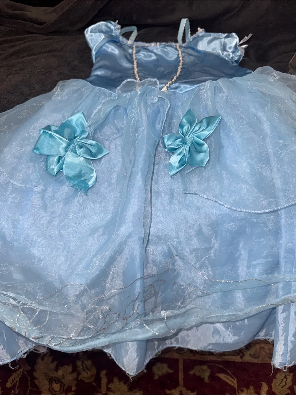Girls Light Blue Princess Dress Costume . With Disney shoes and Wands!